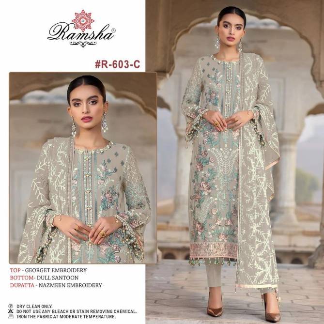 Ramsha R 603 Nx Georgette Pakistani Salwar Suits Catalog
